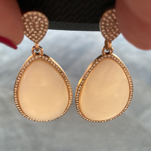 Nadri mother of pearl & diamond statement earrings - Picture 2 of 3